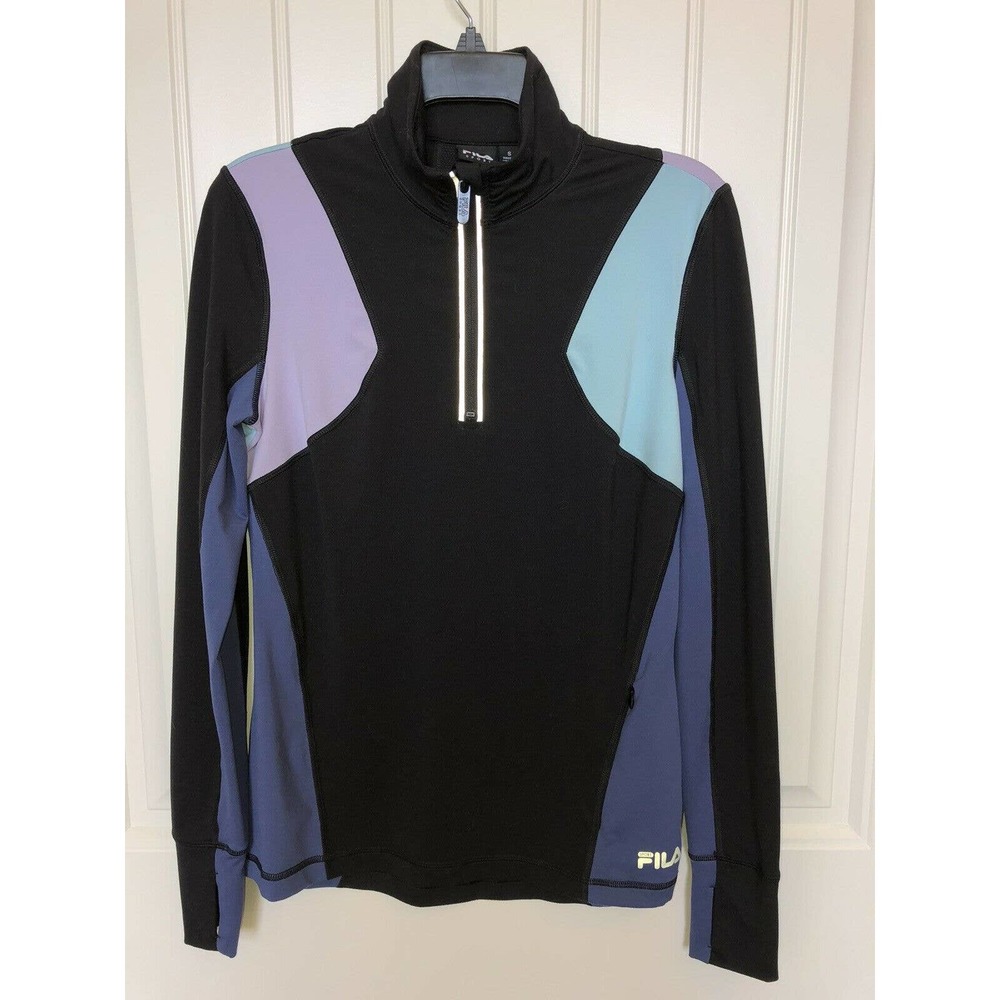 Womens Fila Sport Performance Running Jacket 1/4 Zip Size S Thumb Holes Pullover